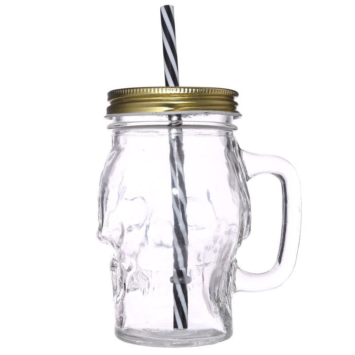 Glass Skull Drinking Jar