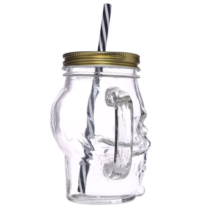 Glass Skull Drinking Jar