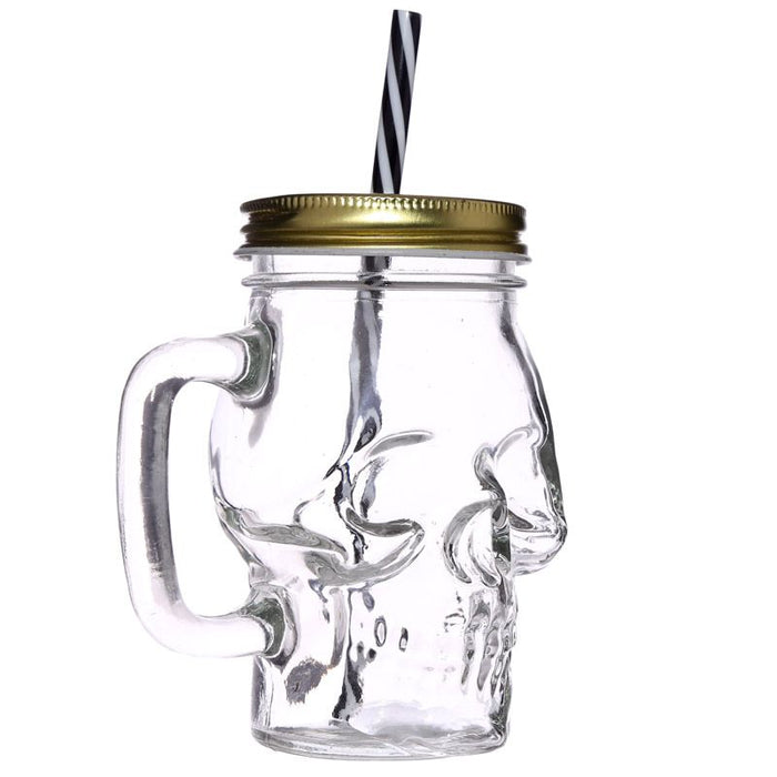 Glass Skull Drinking Jar