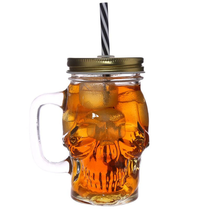 Glass Skull Drinking Jar